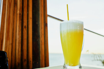 glass of fresh pineapple juice