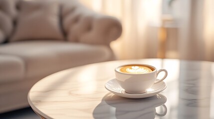 Espresso Cup Gleaming on Luxurious Marble Surface