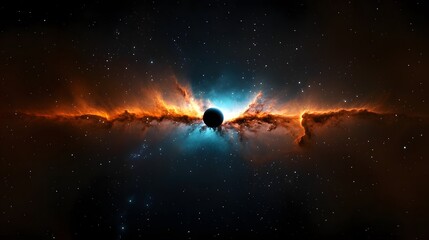 Dramatic image of a cosmic nebula stretching across the sky illuminating the vastness of the galaxy with its surreal and powerful energy  The dark