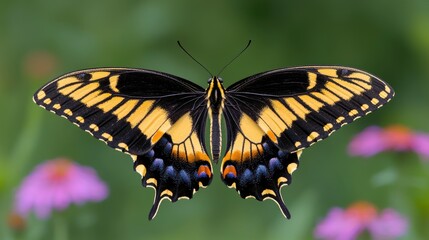 Fototapeta premium Captivating butterfly in blooming garden wildlife photography natural environment close-up view beauty in nature