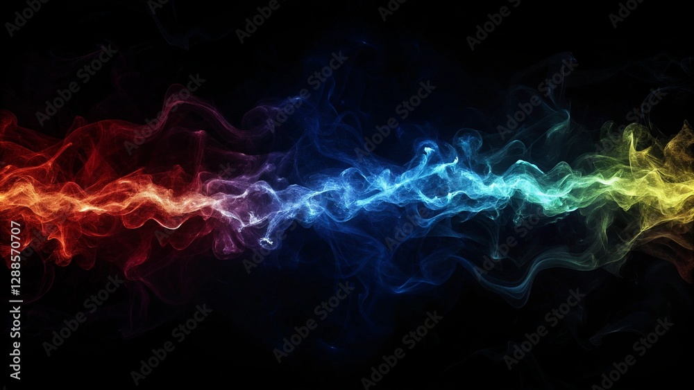 Sticker game background visuals of glowing neon waves forming abstract shapes and patterns on black wallpape