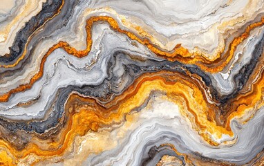 Fototapeta premium Abstract river patterns in striking orange and gray hues. A stunning visual experience.