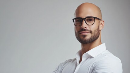 Hair restoration confidence displayed during a professional headshot session. Featuring poise and empowerment
