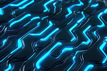 Fototapeta premium Explore future tech amidst sleek black surfaces and glowing elements.