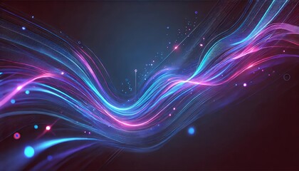 A futuristic neon abstract background with glowing blue and purple light