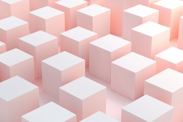 Fototapeta premium Stylish white cube boxes create modern flat design aesthetic and structure.
