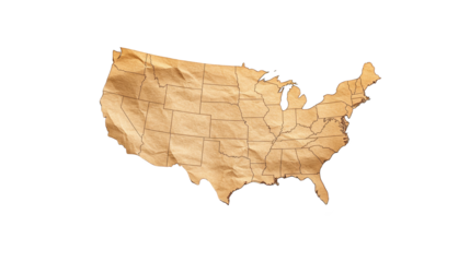 Vintage united states map on brown background, explore america's past