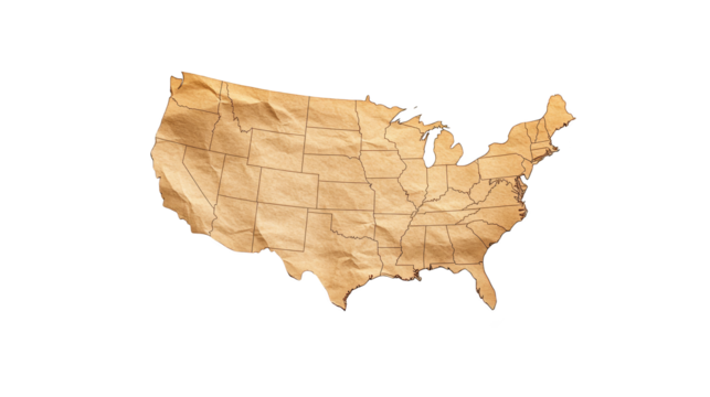 Vintage united states map on brown background, explore america's past