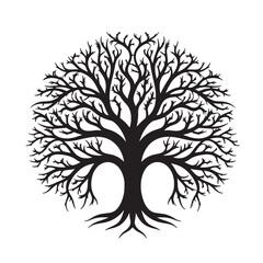 Decorative Tree of Life Silhouette on White Background
