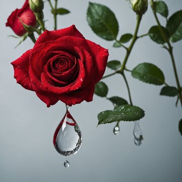 red rose with water drops