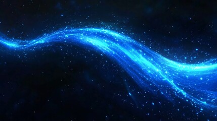 Obraz premium Vibrant Neon-Blue Wave on Deep Black Canvas