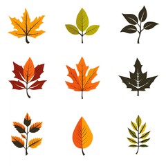 A colorful collection of diverse leaves displaying vivid shades and natural textures