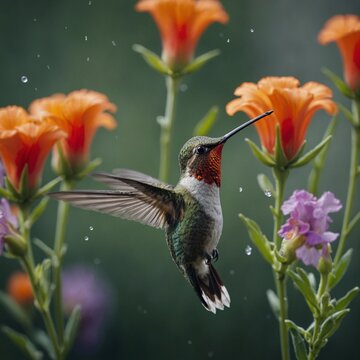hummingbird and flower