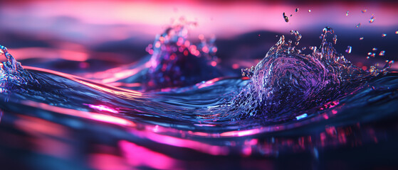 Liquid metal ocean reacting to human emotions, waves forming fractal patterns, submerged neon cities, hyper-realistic 8k