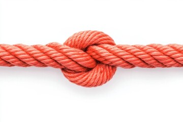 Fototapeta premium Rope knot, strong, orange, sturdy, symbolizes trust and resilience.