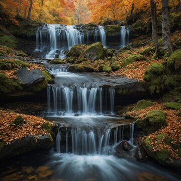 waterfall in autumn