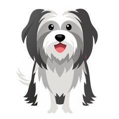 Happy tibetan terrier dog, sitting,  on transparent background