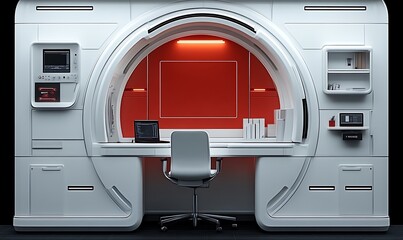 Fototapeta premium Futuristic Office Pod Design Modern Workstation 3d Render