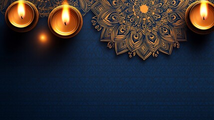Diwali, candles, mandala, dark, background, festive, celebration, greeting