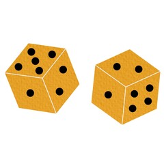 Two Dice In Flat Vector Illustration Symbolizing Chance, Luck, And Gambling, Isolated On White Background
