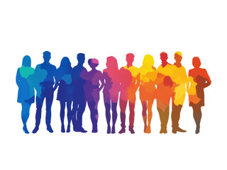 A Vibrant Rainbow of Unity Diverse Team Collaboration People Group Silhouette