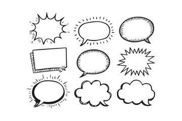 Doodle Speech and Thought Bubble Collection vector