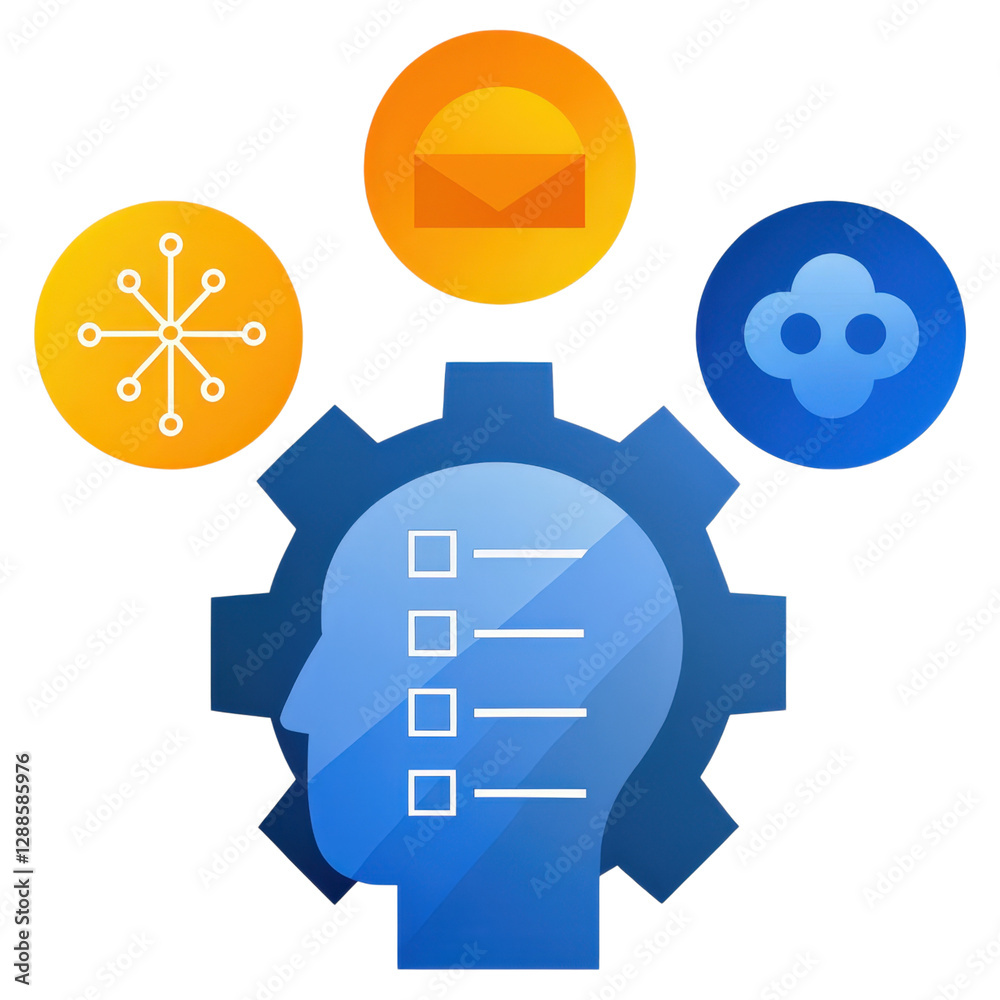 Poster ai task management, visual representation illustrating ai's role in automating complex tasks for enh