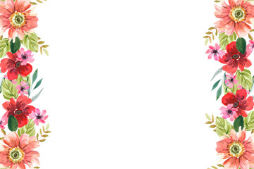 Watercolor flowers background vector for design.
