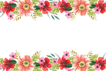 Watercolor flowers background vector for design.