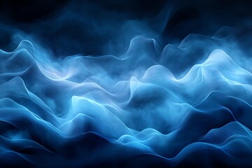 Obraz premium Abstract Blue Landscape with Wavy Lines and Smoke Effects
