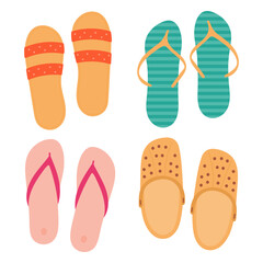 Set of colorful flip flops summer collection