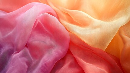 Obraz premium Vibrant ombre silk fabrics, soft folds, studio shot