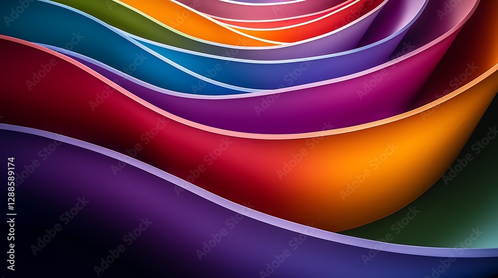 Aufkleber Vibrant paper ribbons in a colorful pattern, creating a dynamic abstract background