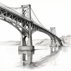 Obraz premium an AI Image Generator, Elegant Hand Drawn Suspension Bridge