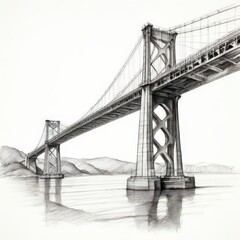 Fototapeta premium an AI Image Generator, Elegant Hand Drawn Suspension Bridge