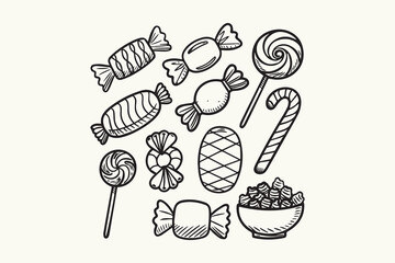 Hand-Drawn Candy and Sweets Illustration Set vector