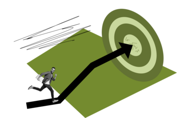 Composite trend artwork sketch image 3D photo collage of young office manager guy ryn on success arrow go up achieve main goal