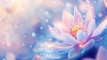 Fototapeta premium A beautiful pink lotus flower on a serene blue background