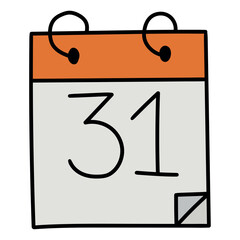 Hand drawn cartoon calendar on a white background.