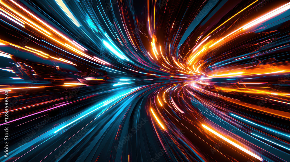 Poster abstract graphics with flowing lines and vibrant colors create dynamic visual experience. bright blu