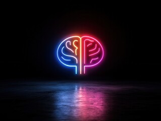 A vibrant neon brain illustration symbolizing creativity and intelligence.