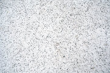 grainy abstract white texture with crumbs of black stones. The pattern of the sidewalk surface