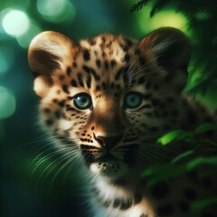 Obraz premium The leopard is in the foreground on the left. 