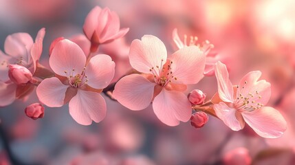 Obraz premium Delicate Pink Blossoms in Spring Sunlight