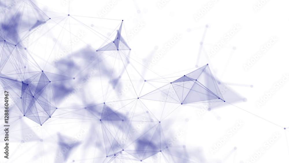 Fototapete blue network connection structure. digital background with dots and lines. big data visualization. 3