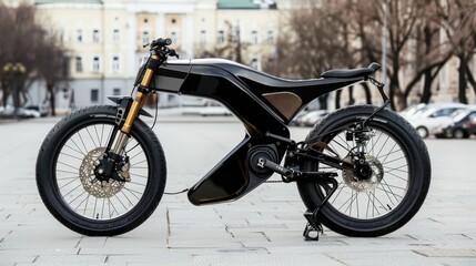 Compact electric bike, perfect for urban commuting, with a minimalist design,