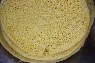 Close-up of moroccan pancake known as Baghrir