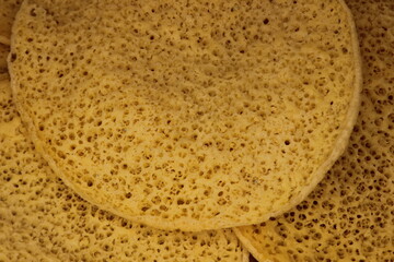 Close-up of moroccan pancake known as Baghrir