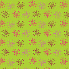 seamless color pattern with flowers green background