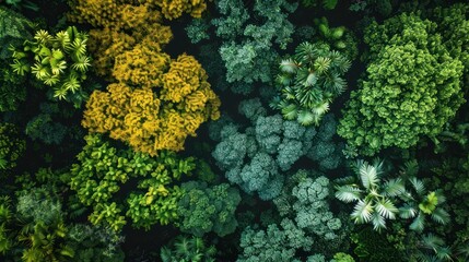 Diverse tree species display nature image collection studio aerial view botanical variety for eco enthusiasts
